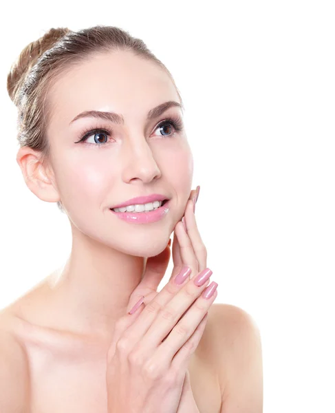 Hermosa joven mujer sonriendo cara — Foto de Stock