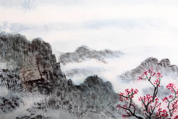 Peinture traditionnelle chinoise, paysage — Photo