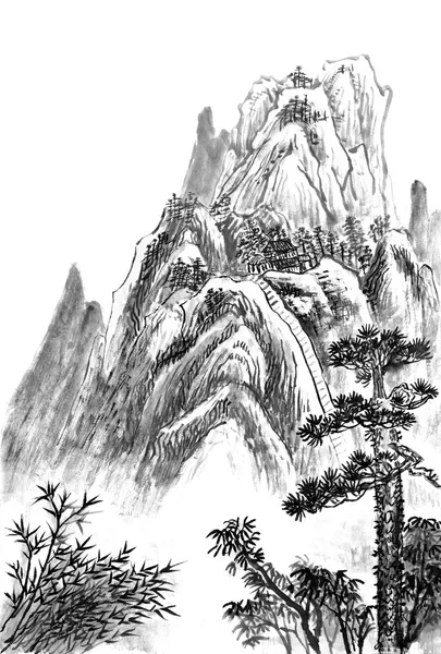 Chinese painting of high mountain — Stock Photo, Image