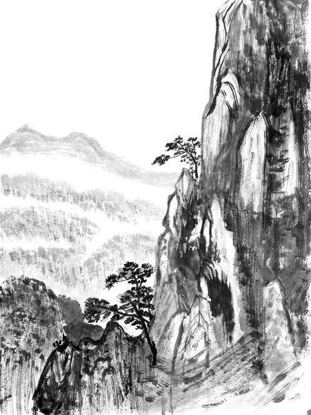 Chinese painting of high mountain — Stock Photo, Image