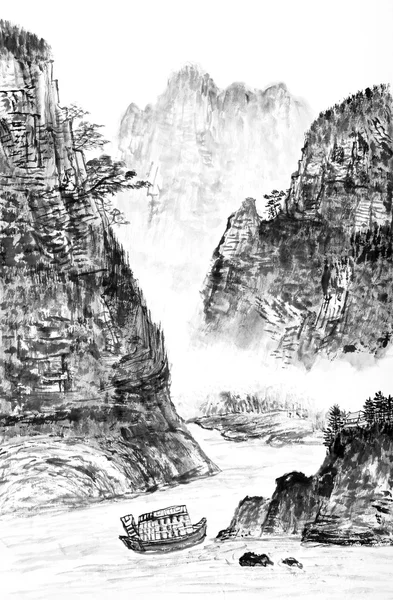 Peinture traditionnelle chinoise, paysage — Photo