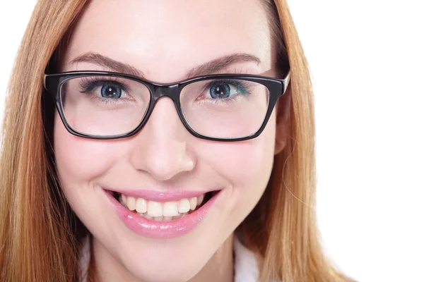Podnikání žena šťastná s brýlemi — Stock fotografie