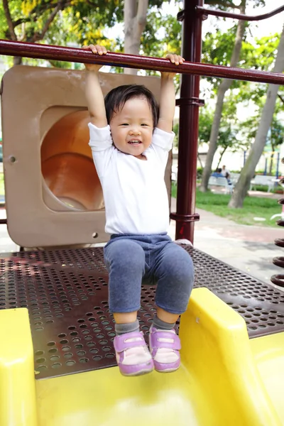 Happy child play on playground — Stock Photo, Image