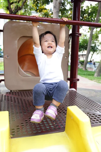 Happy child play on playground — Stock Photo, Image