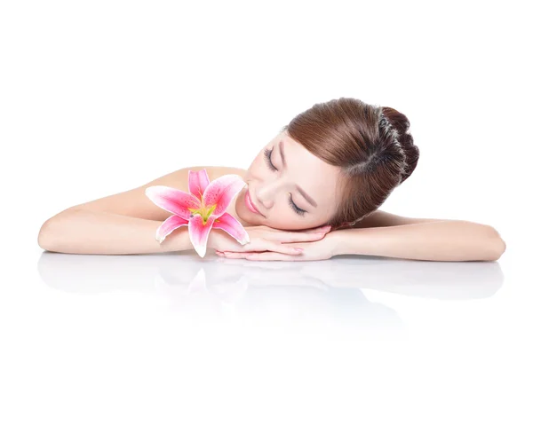 SPA beauty woman with flower — Stock Photo, Image