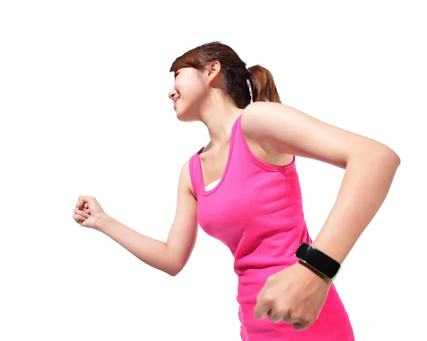 Deporte mujer usando reloj inteligente — Foto de Stock