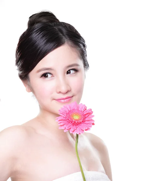 Young woman with flower — Stock Photo, Image