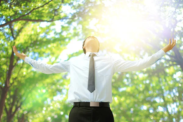 Deep breathing business man — Stock Photo, Image