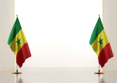 Sınır, Senegal ulusal bayrağıyla yapıldı. Diploman ve sertifikan için şablon elementleri. Yatay oryantasyon. 3B illüstrasyon.