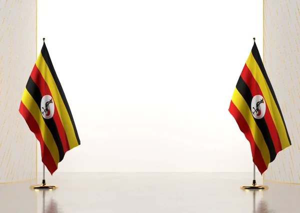 Gräns Med Ugandas Nationella Flagga Mall Element För Ditt Certifikat — Stockfoto