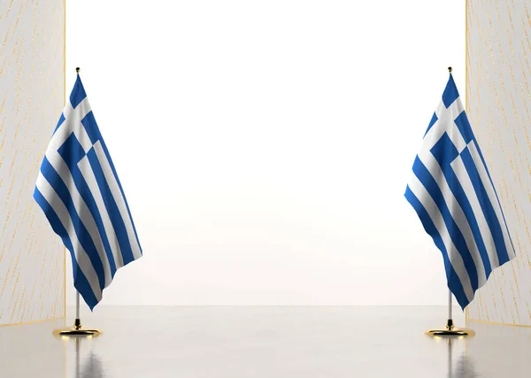 与希腊国旗接壤的边境 证书和文凭的模板元素 横向方向 3D插图 — 图库照片