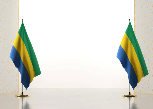 Gräns Med Gabons Flagga Mall Element För Ditt Certifikat Och — Stockfoto