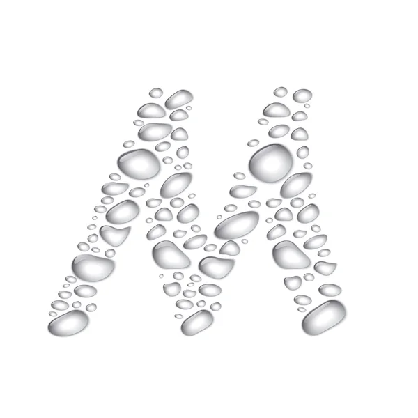 Waterdruppels alfabet m — Stockvector