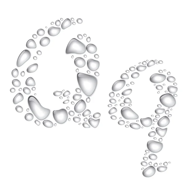 Gouttes d'eau Alphabet Qq — Image vectorielle