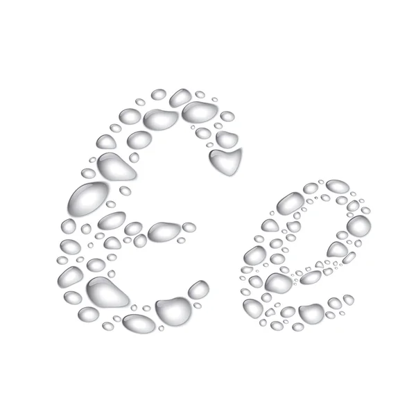 Water drops Alphabet Ee — Stock Vector