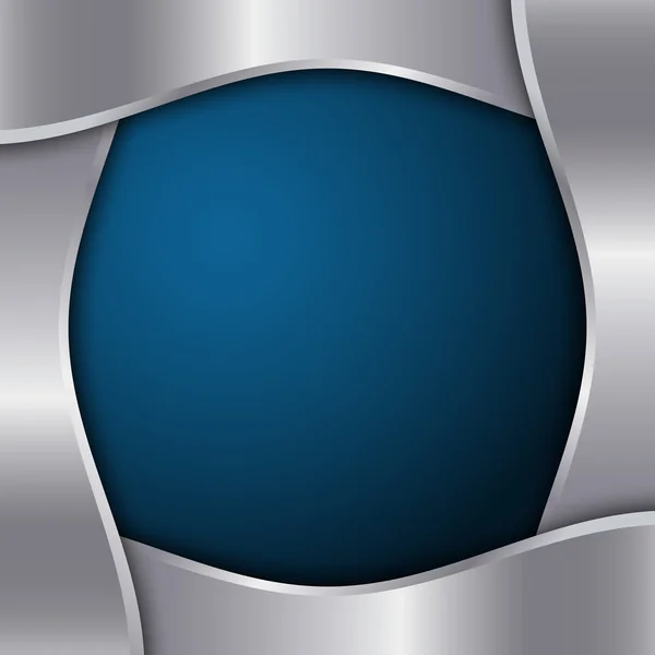 Zilveren en blauw sjabloon met lege ruimte — Stockvector