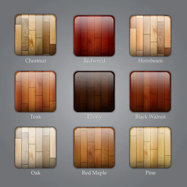 Ensemble d'icônes en bois — Image vectorielle