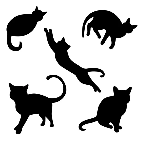 Set of cat silhouettes — Stock Vector