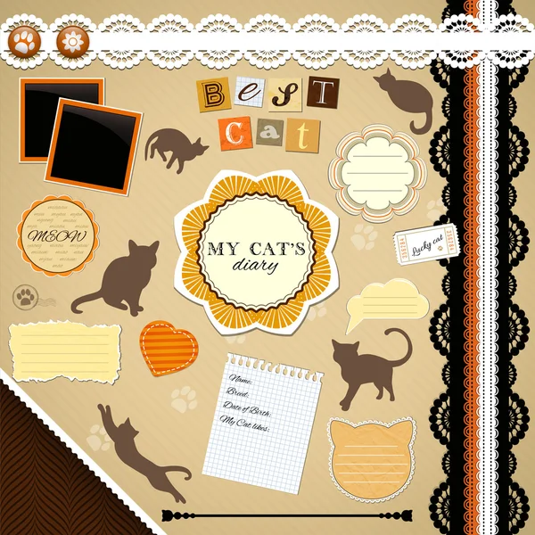 Scrapbooking Set: My Cat's Diary Stock Vector by ©werta.w 23293434