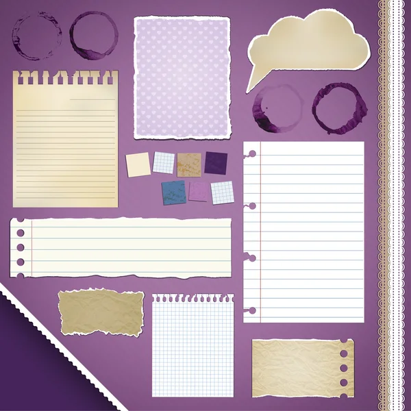 Scrapbooking Set: Torn Paper — Stock Vector