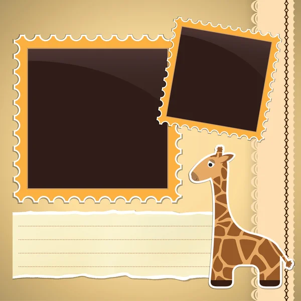 Photo album page with giraffe — Stock Vector