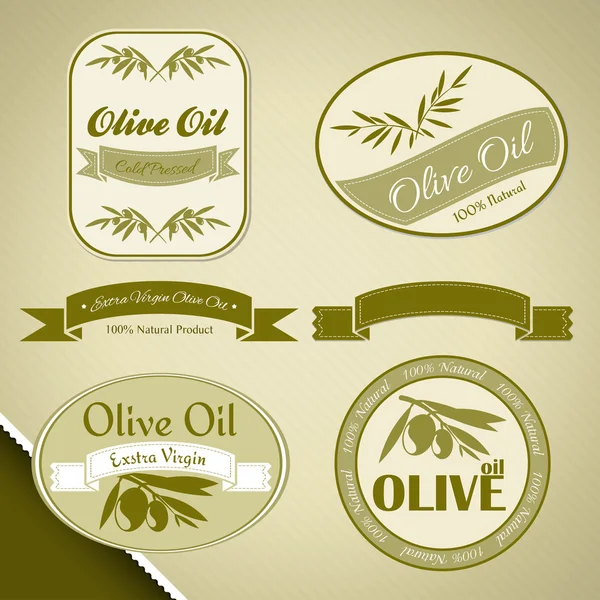 Olivenöl Vintage Etiketten — Stockvektor