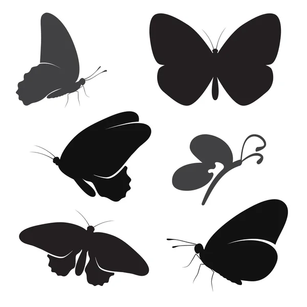 Butterfly silhouette set — Stock Vector