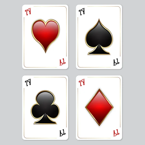 Jugar a las cartas, ases — Vector de stock