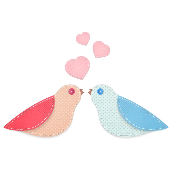 Cute birds from fabric — Stock Vector