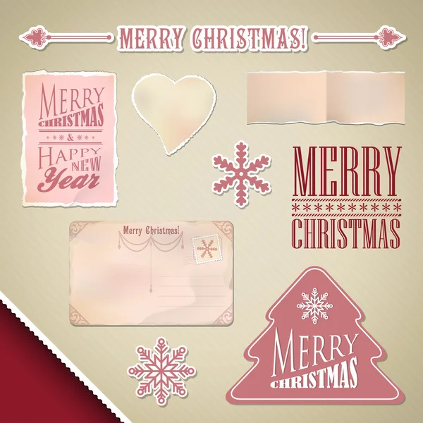 Scrapbooking conjunto: Feliz Natal —  Vetores de Stock