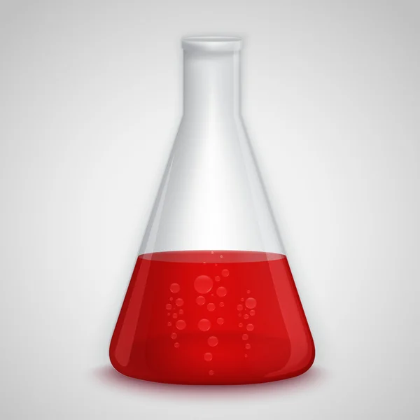 Laboratory flask with red liquid — Stock Vector