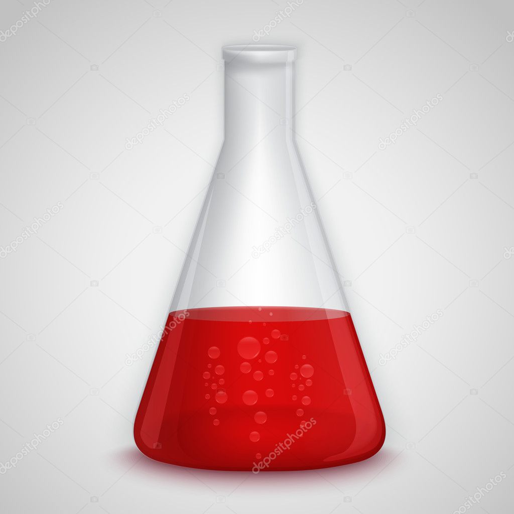 Laboratory flask with red liquid