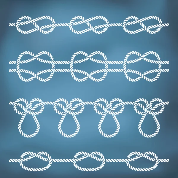 Bordures sans couture de noeud de corde nautique — Image vectorielle