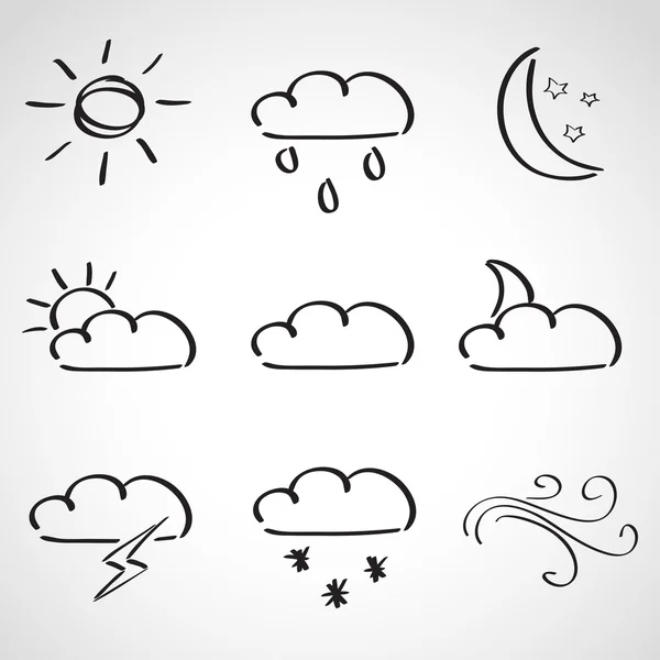 Ink style sketch set - weather icons — Stock Vector
