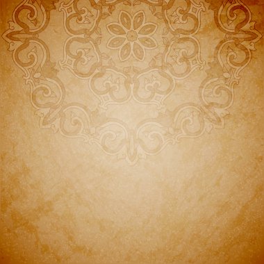 yaşlı kağıt arka plan ile yuvarlak süsleme