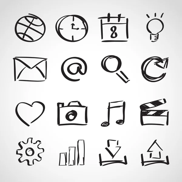 Ink style sketch set - web icons — Stock Vector
