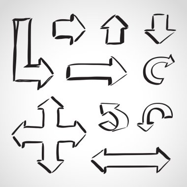 mürekkep stili kroki set - ince oklar