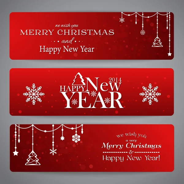 Merry Christmas banners with beads — Stock Vector