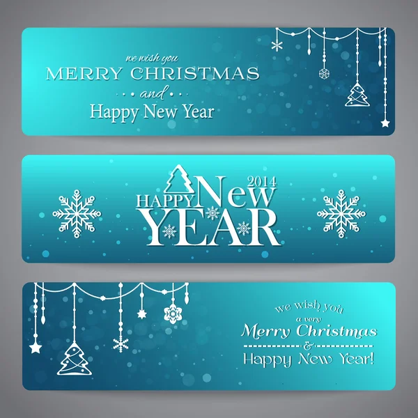 Merry Christmas banners with beads — Stock Vector