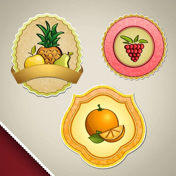 Diverse etichette di frutta — Vettoriale Stock
