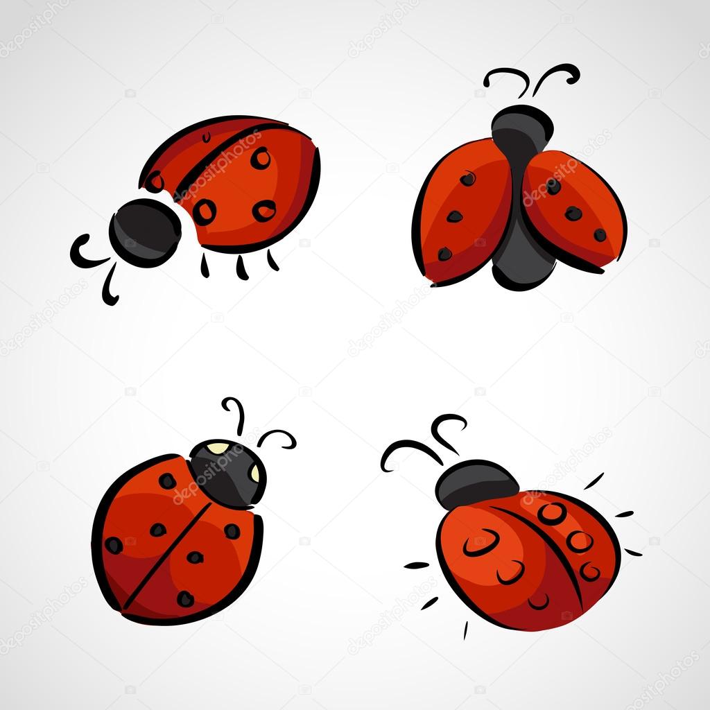 Hand drawn of ladybug sketch symbol ladybird Vector Image
