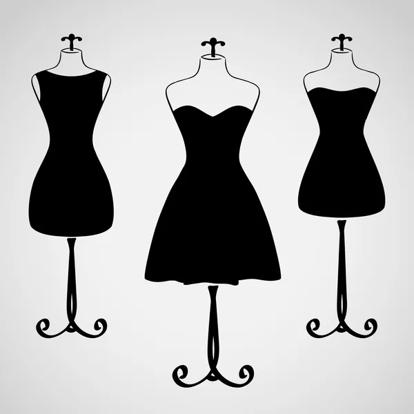 Silhueta vestido feminino clássico — Vetor de Stock