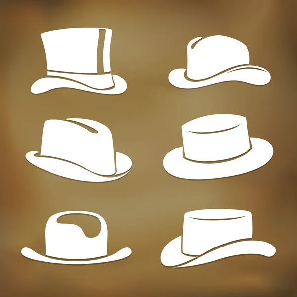 Άνδρες κλασικό καπέλο σιλουέτες — Διανυσματικό Αρχείο