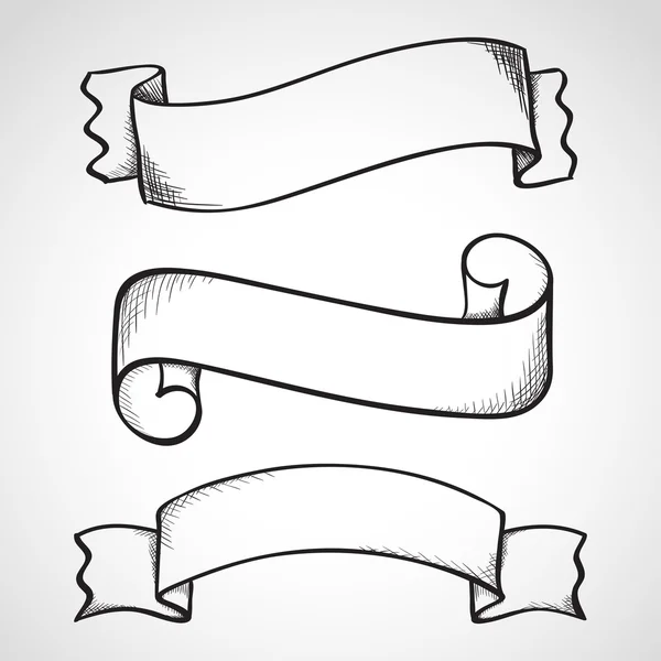 Hand drawn sketch ribbons — Stock Vector