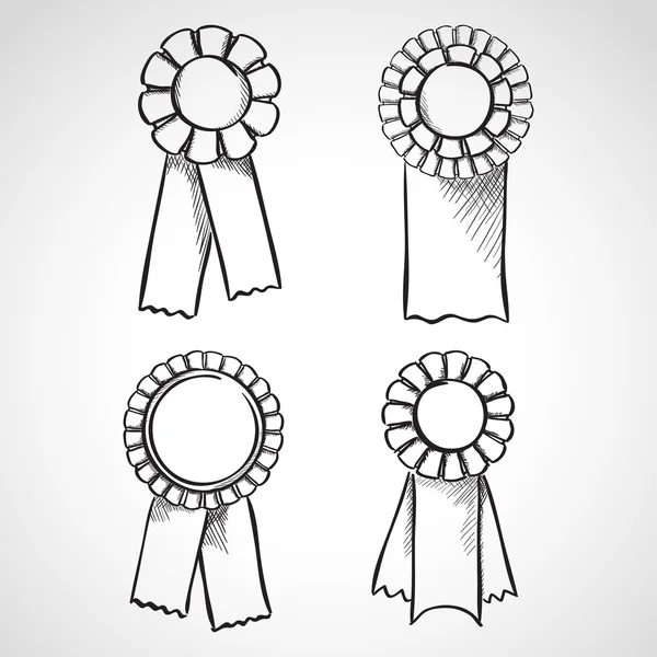 Set of sketch prize ribbons — Stock Vector
