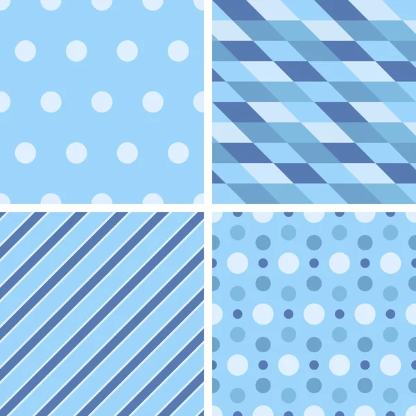 Vector seamless tiling patterns - geometric blue — Stock Vector