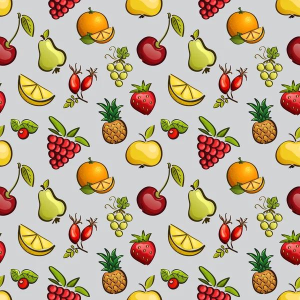 无缝平铺模式 — — 水果和浆果的矢量. — 图库矢量图片