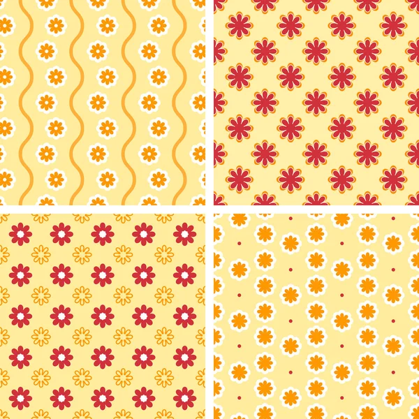 Vector seamless tiling patterns - romantic flowers — Stock Vector