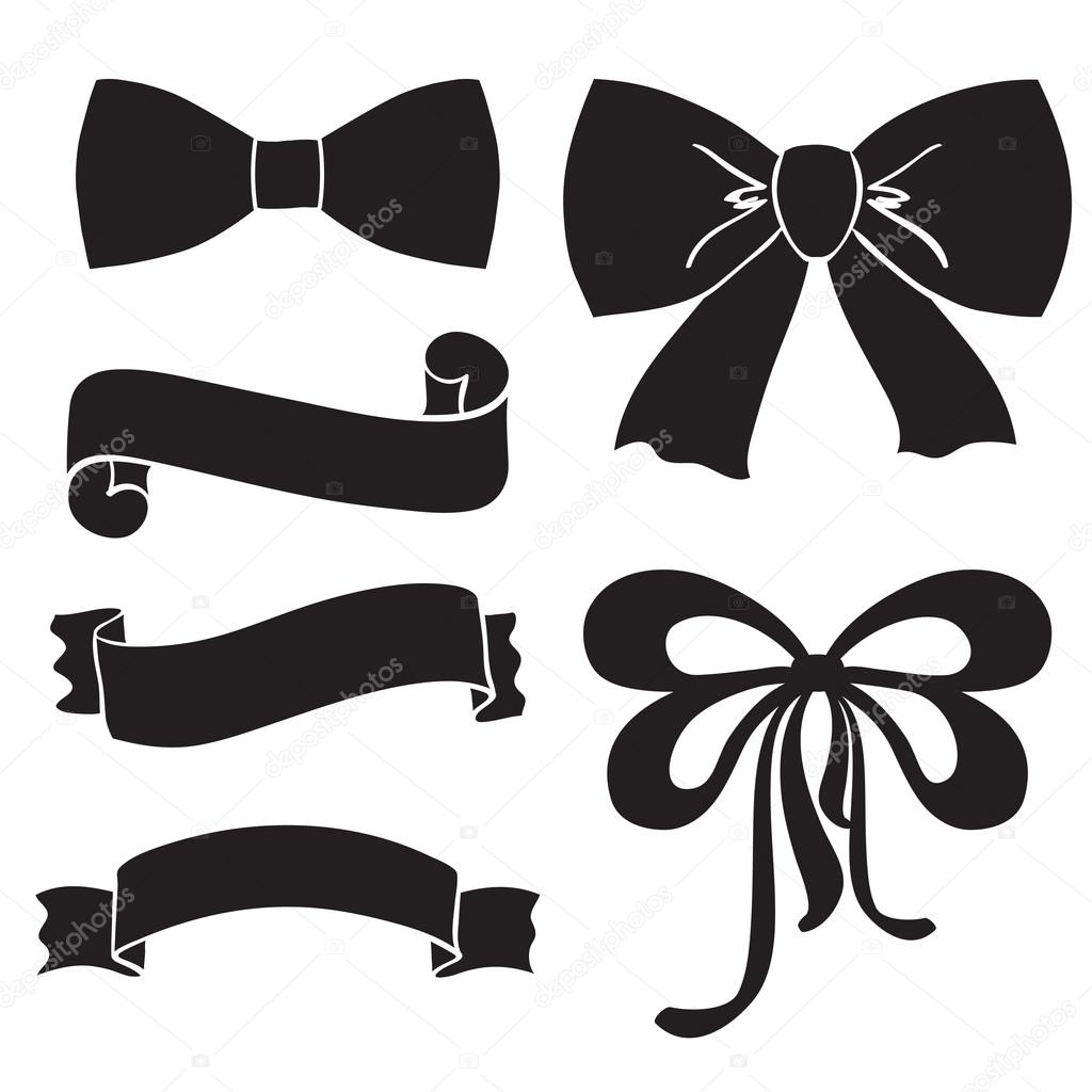 Silhouette bows, ribbons, parchment