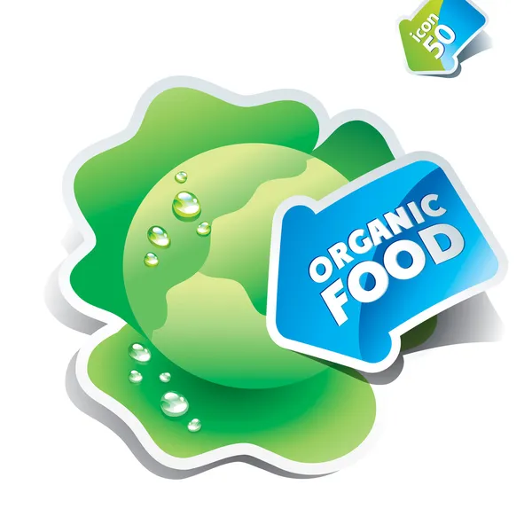 Kapusta ikonę ze strzałką przez żywności ekologicznej. Ilustracja wektorowa — Wektor stockowy